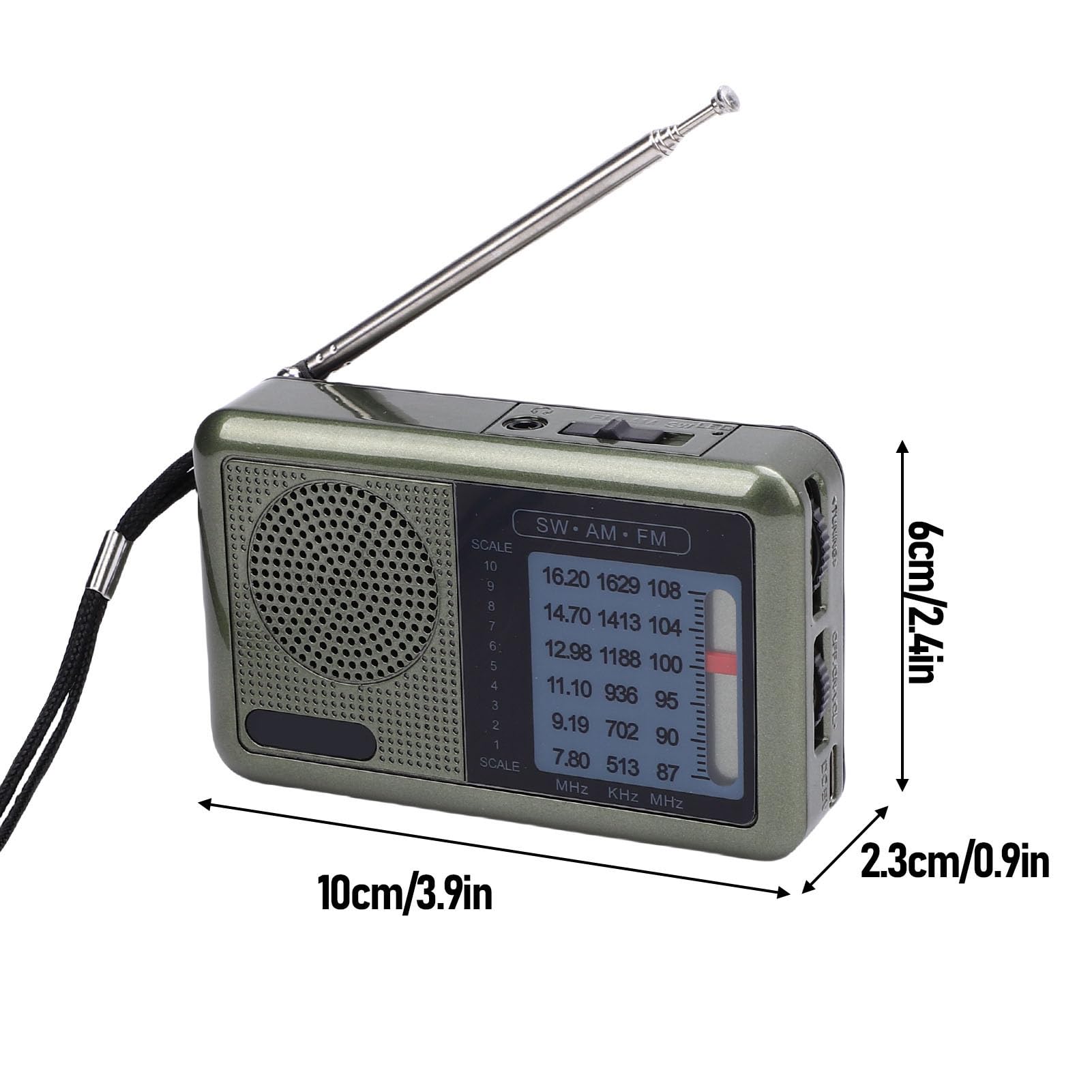 Przenośne Radio dla Osób Starszych, AM FM SW Pełny Odbiornik Pasma z Dźwiękiem HiFi, Akumulator USB, Kompaktowy Projekt do Domu na Zewnątrz na Zewnątrz (WHITE)