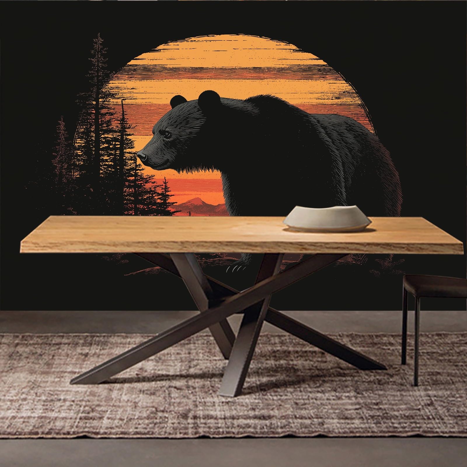 Tapeta ścienna z motywem zwierzęcym czarnym niedźwiedziem, tapeta ze zdjęciem, motyw zwierzęcy, czarny miś, tapeta ścienna, 350 x 256 cm (szer. x wys.), dekoracja ścienna, tapeta ścienna, dekoracja