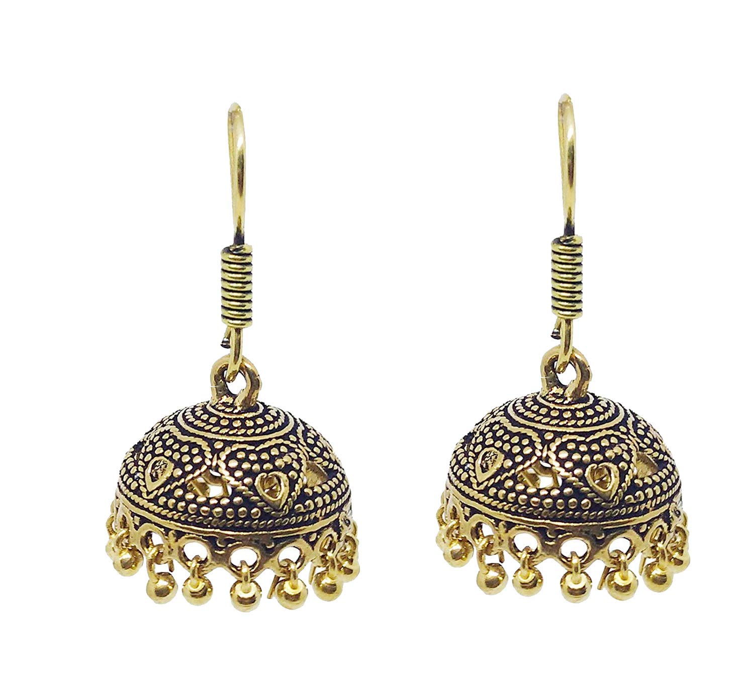 PV Pushpavalli Fashions Traditional Ethnic Gungroo Beads Fusion Handmade Oxidised Jhumka Jhumki Antique Gold Tone Earring for Women & Girls (B078S6311D) Amazon Price History, Amazon Price Tracker
