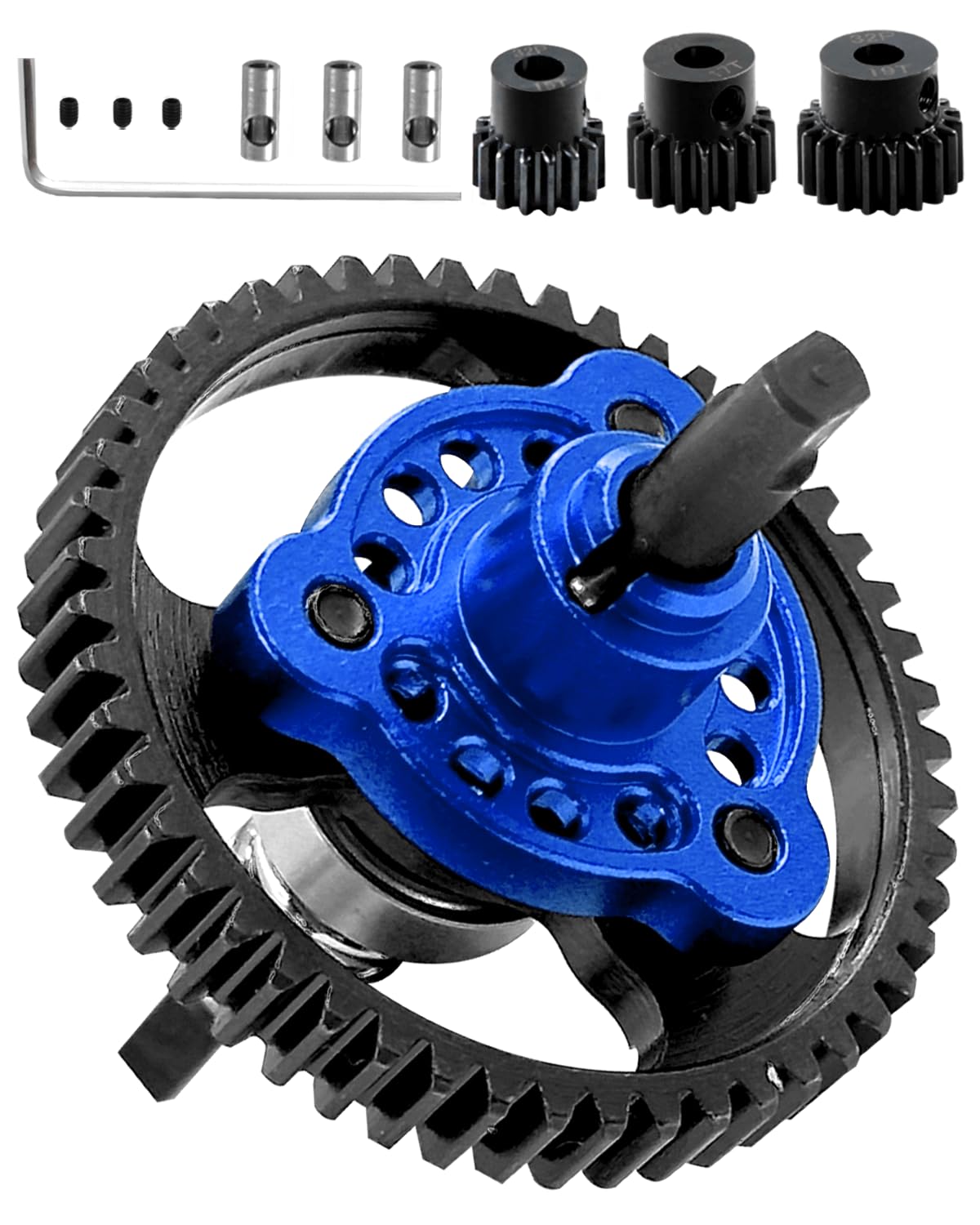 Hardened Steel 52T Slipper Clutch Eliminator Upgrades Part for Slash 4X4/VXL Stampede 4X4/VXL Rustler 4X4/VXL,52T Spur Gear with Pinions Gears Set (15T 17T 19T) Hops up,#6878,Navy Blue