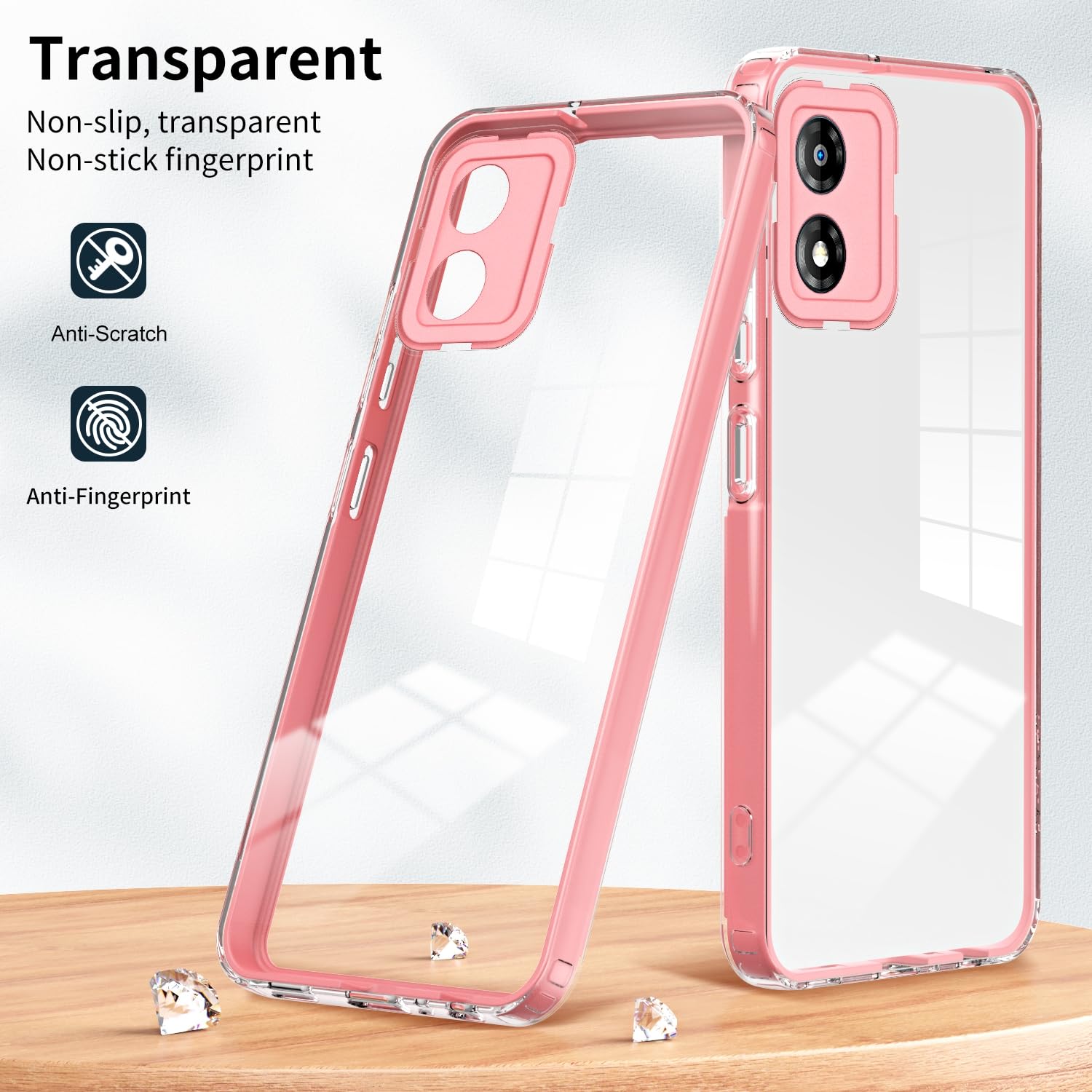 Dedux Souple Coque Pour Motorola Moto E13, Etui Dégradé De Couleur Transparent TPU, [Renfort D'angle ] Transparente Protection Antichoc Housse (Noir/Blond