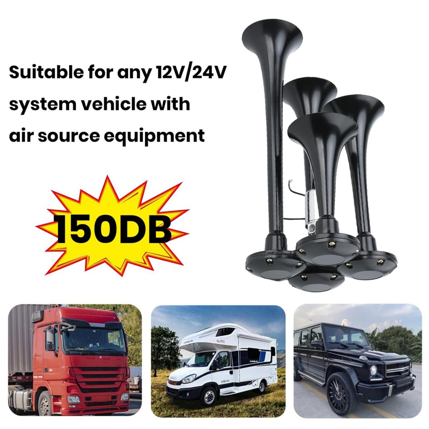 Clacson Lwk 12 v,Trombe Camion,Aria Corno Elettrico Ad Aria Compressa 150db Clacson Con 4 Trombe Impermeabile,Per Qualsiasi 12 v 24 v Veicolo Camion Nave Nave Da Carico Della Nave