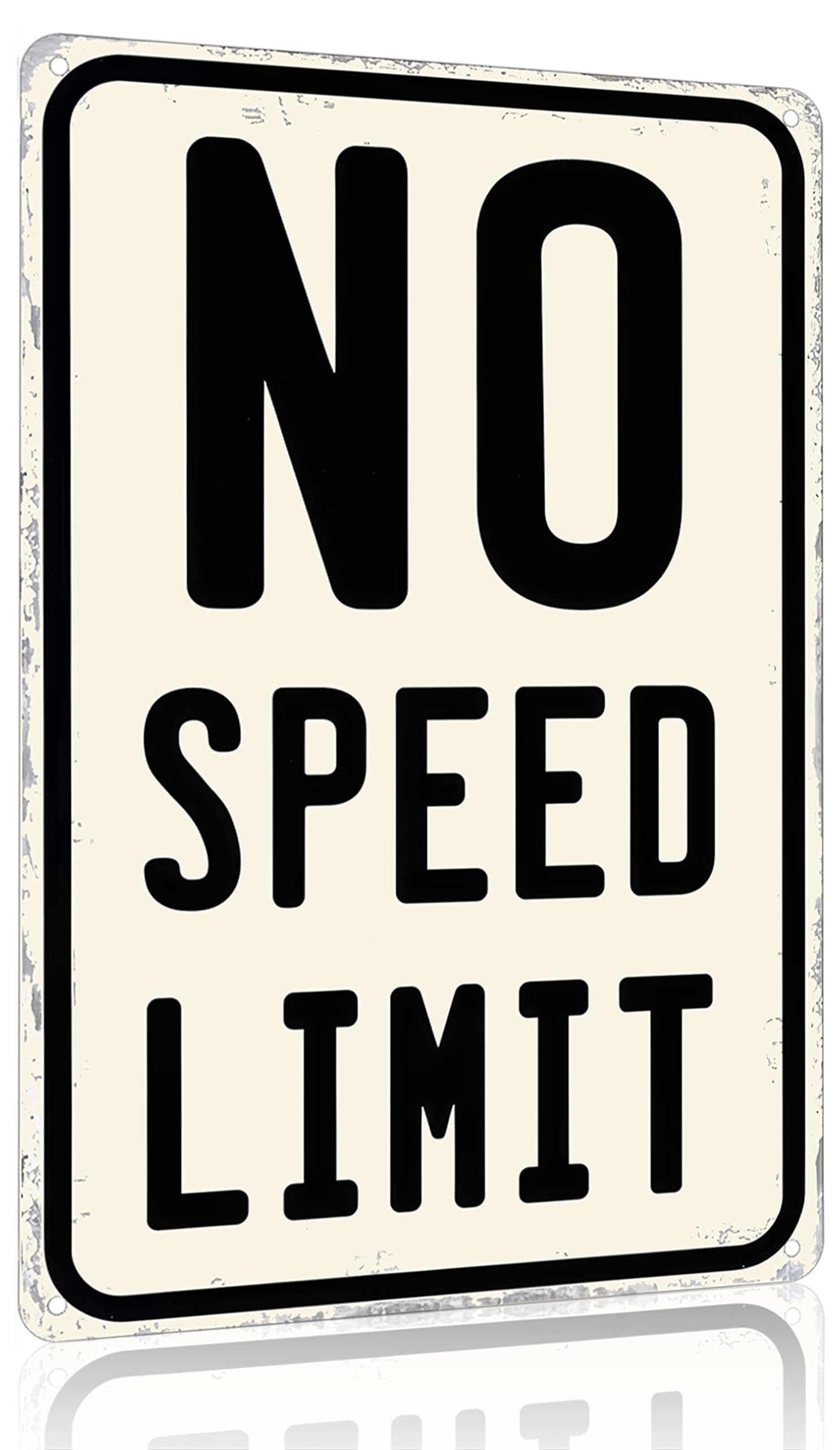 Funnysign Car Room Decor No Speed Limit Vintage Tin Sign for Boys Room Bedroom Garage Workshop Man Cave Decor 8x12 Inches (3846)