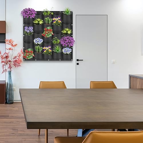 Miniatura 8 de 25 bolsillos para macetas colgantes, verticales para colgar en la pared, bolsas de cultivo para plantación de plantas, macetas de jardín de hierbas