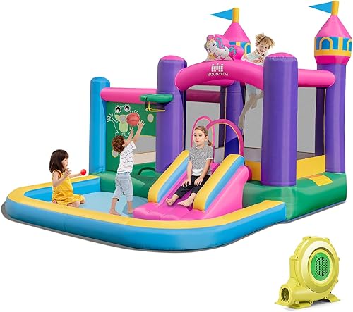 BOUNTECH Castillo inflable de salto, castillo de salto inflable para fiestas en interiores y exteriores, diversión familiar con pozo de bolas disponible en Yaxa Venezuela