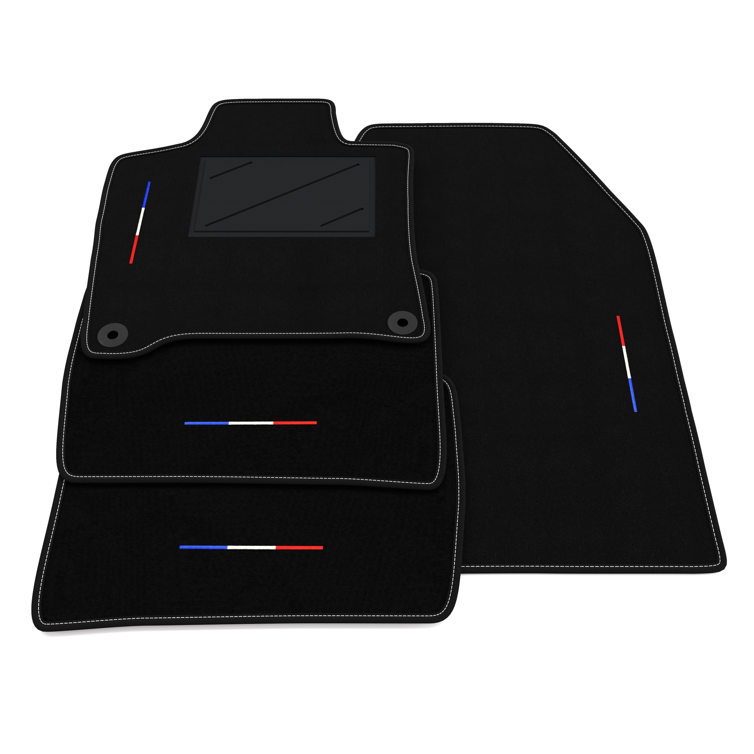 Set de Tapis de Voiture compatibles avec Peugeot 408 Hybrid 2023-2026 | Tapis sur Mesure en Moquette, Drapeau Français, Tapis Voiture sur Mesure
