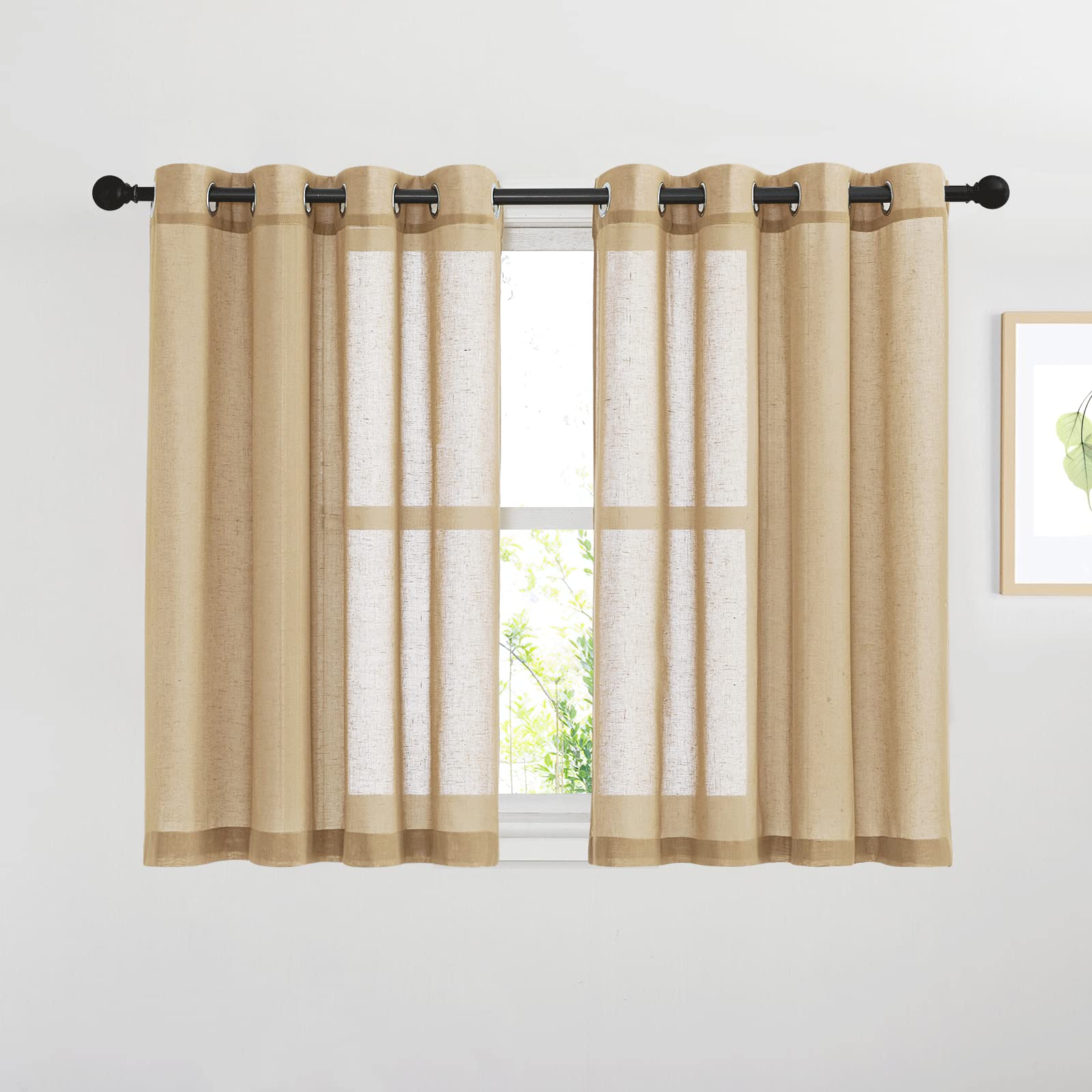NICETOWN Linen Curtains 45 inch Length