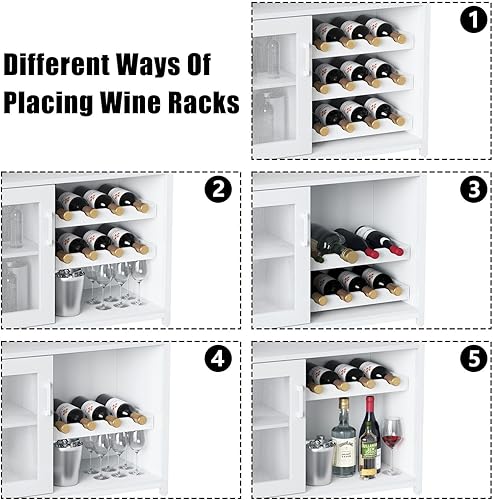 Miniatura 14 de IDEALHOUSE Armario de bar de vinos de 3 niveles con estante y cajón desmontable para vinos, aparador industrial y gabinete de buffet con soporte de