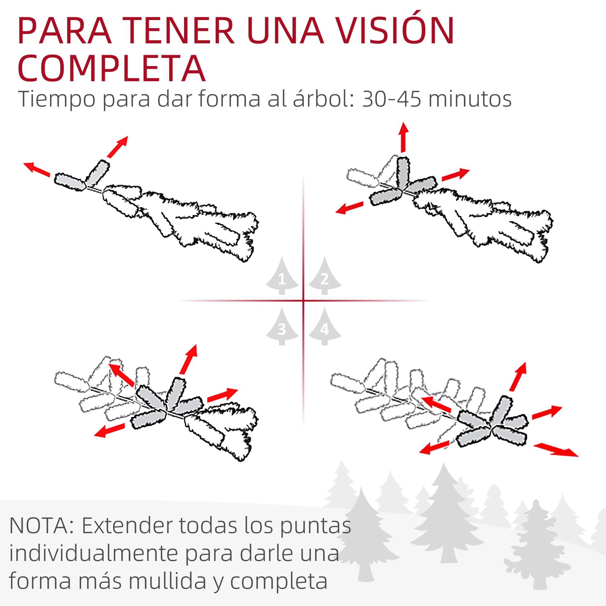 HOMCOM Árbol de Navidad 210 cm Árbol de Navidad Artificial con 793 Ramas y Soporte de Acero Árbol Navideño para Salón Interior Verde