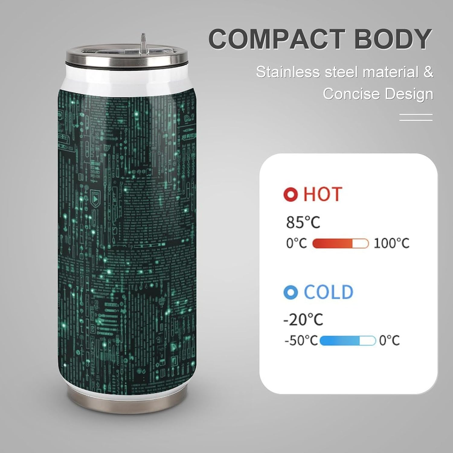 Stainless Steel Cups Hacker Printed Coke Cup Stainless Steel Insulated Cups with Lid And Straw