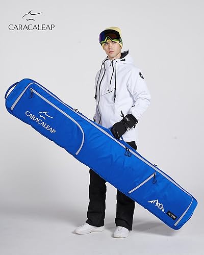 Miniatura 9 de Bolsa de esquí y snowboard totalmente acolchada para viajes aéreos, 2 pares, doble bolsa de snowboard resistente al agua acolchada con espuma de