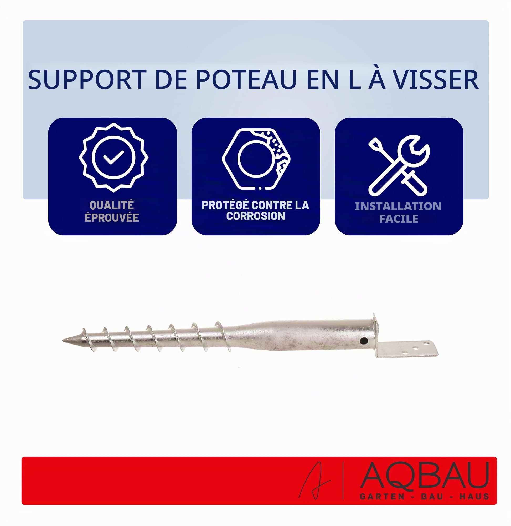 Lot de 4 supports de poteau en L pour poteaux en bois carré visser, douilles et douille de sol à visser