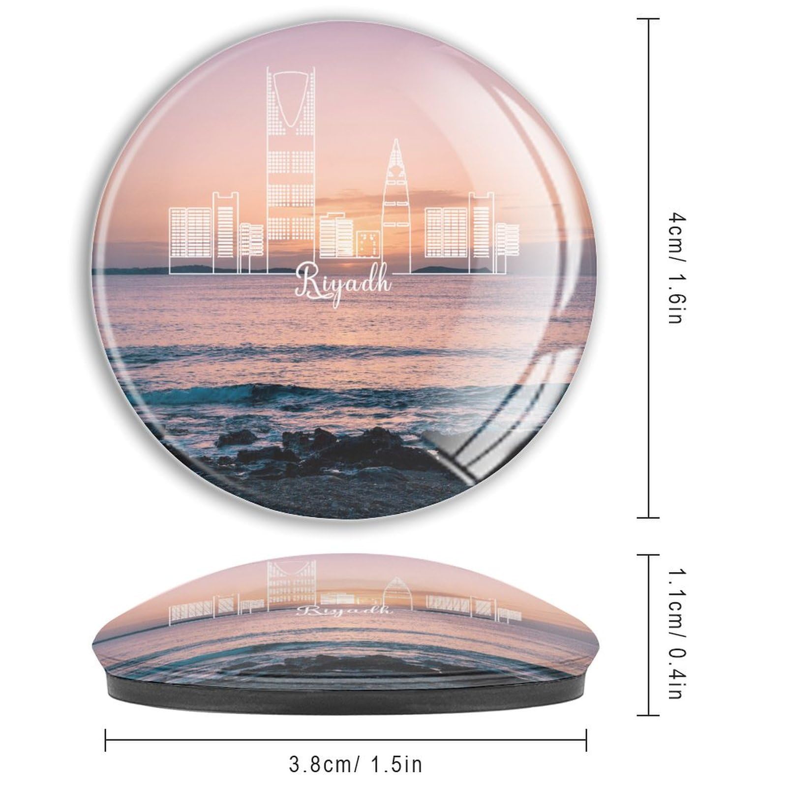 Kühlschrankmagnete, Glas, starke Magnete, SaudiArabien, Riad, Skyline, Magnete für Kühlschrank, Heimatstadt, Stadt, Stolz, Küche, Büro, Whiteboard, Dekor-Magnete, 4 Stück
