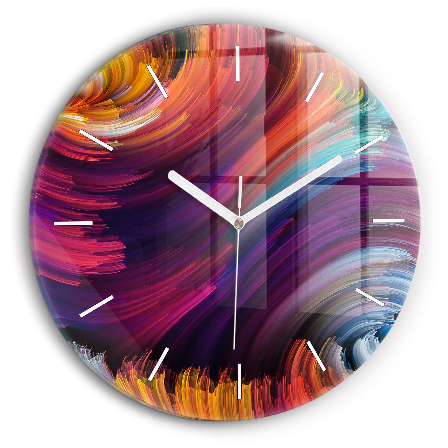 Horloge abstraction Wallfluent 30 cm horlogerie moderne en verre de salon