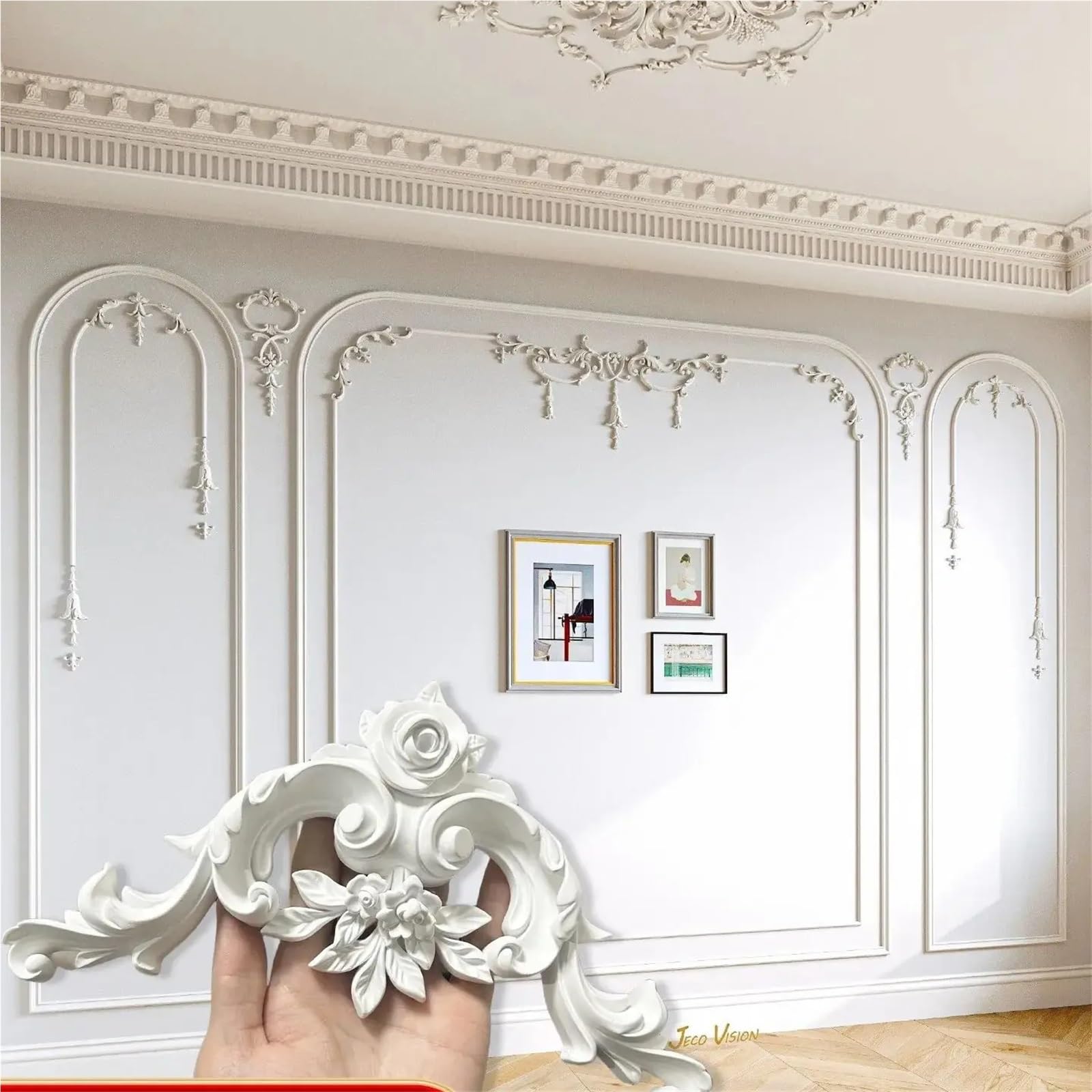Stili multipli Decorazione della casa Soffitto in PU Profili for facciate continue Modanatura degli angoli parete angolare cornice(20.7x10.4cm)