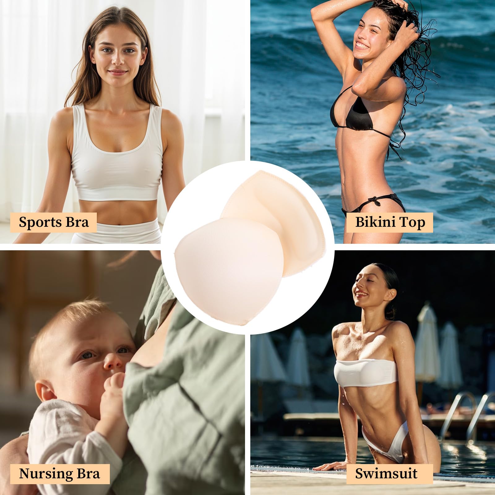 6 szt. wyjmowanych wkładek do biustonosza damskie sportowe wszywanej miseczki do biustonosza wkładka do góry bikini stroju kąpielowego wzmacniacze piersi wyściełany zamiennik