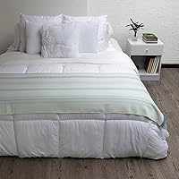 Vista 2 de Andean Vertical Lines - Manta de mezcla de algodón de alpaca, tejida suave y cálida, diseño de rayas, 72 x 52 pulgadas (azul cielo/azul)