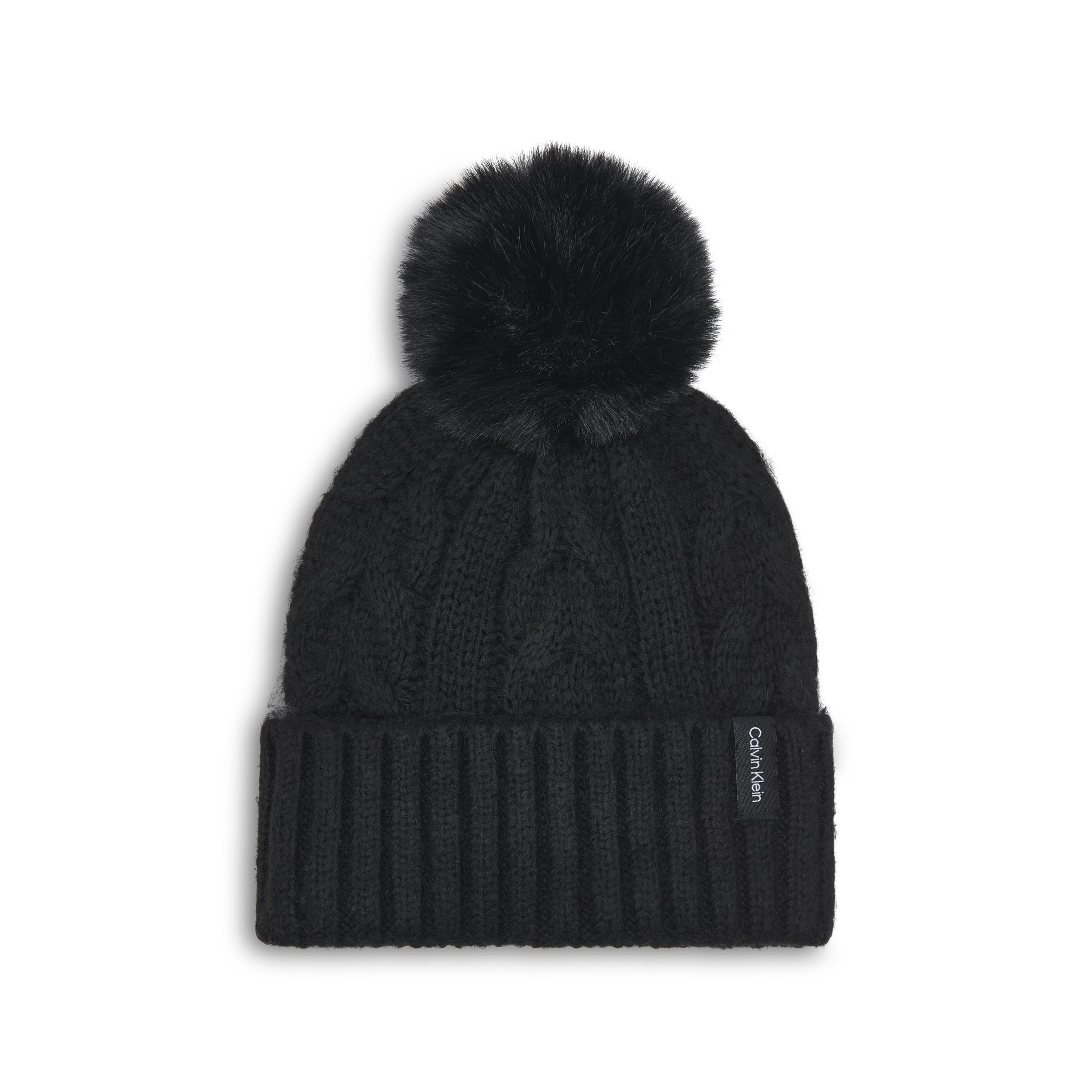 

                                                    Calvin Klein Women's Cable Knit Beanie with Faux F