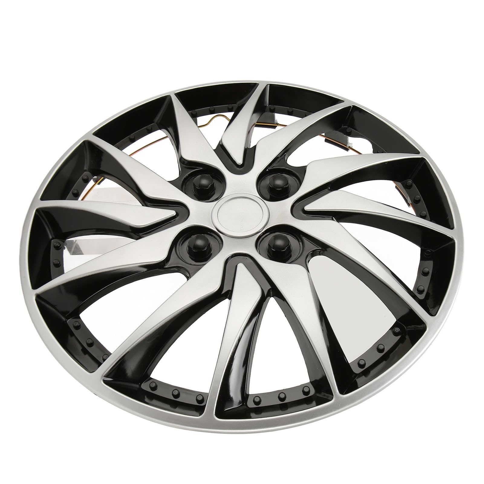 Enjoliveurs de Roue Robustes de 14 Pouces, pour Voitures, Camions, Fourgonnettes, Haute Protection, élégant, Argent, Noir, Jante