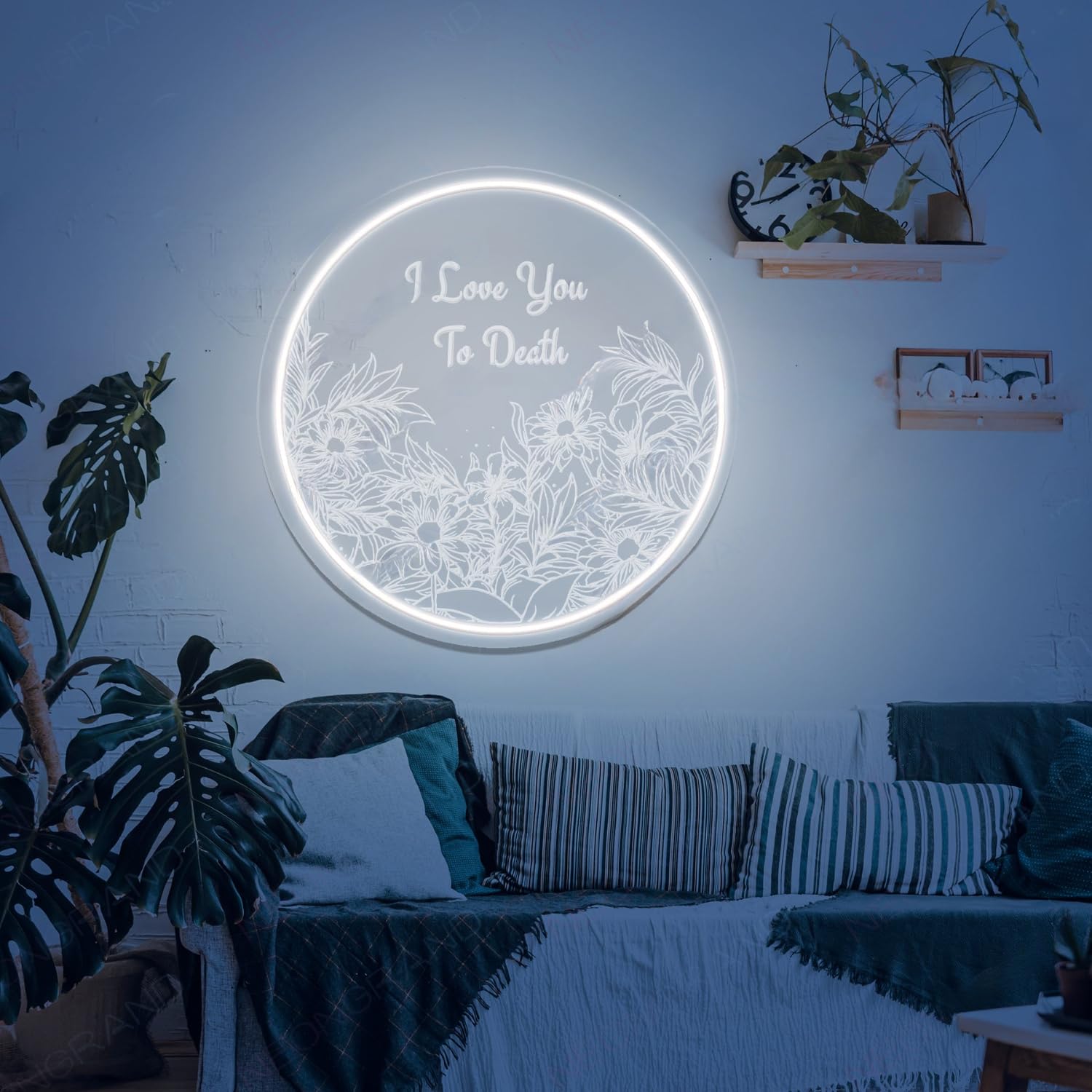 I Love You to Death LED 3D Engraved Neon Sign USB Adjustable Brightness Living Room Bars Barbers Pub Wedding Party Salon Gatherings Gaming Room Man Cave Christmas Art Wall Decor