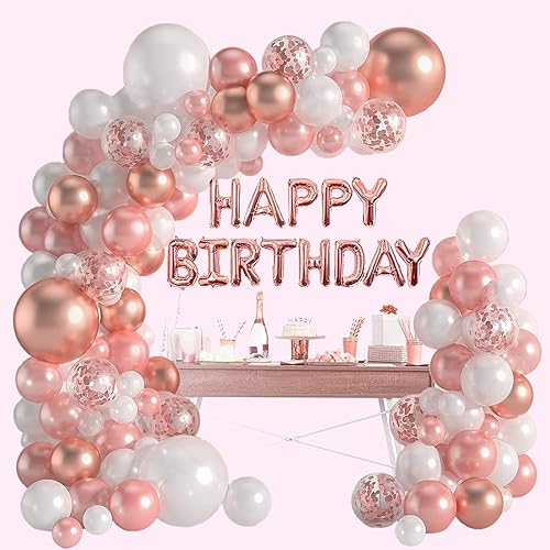 Traje de arco de globos de oro rosa decoración de fiesta de cumpleaños de oro rosa adecuado para decoración de fiesta temática de princesa femenina