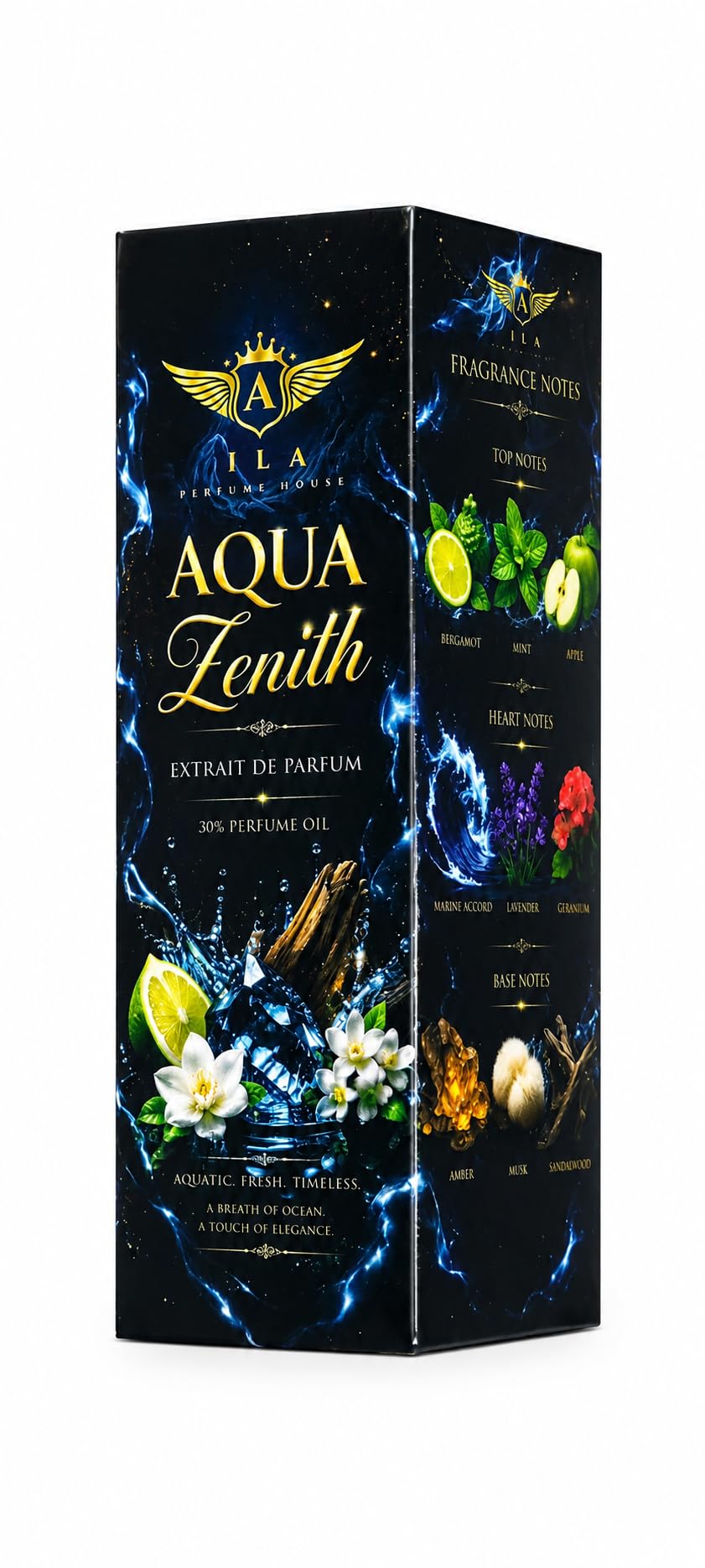 Aqua Zenith Extrait de Parfum 30% Perfume Oil | Aquatic & Fresh Scent, Bergamot & Mint Notes, Lavender & Geranium, Amber & Driftwood Base, Long-Lasting Fragrance-image-4