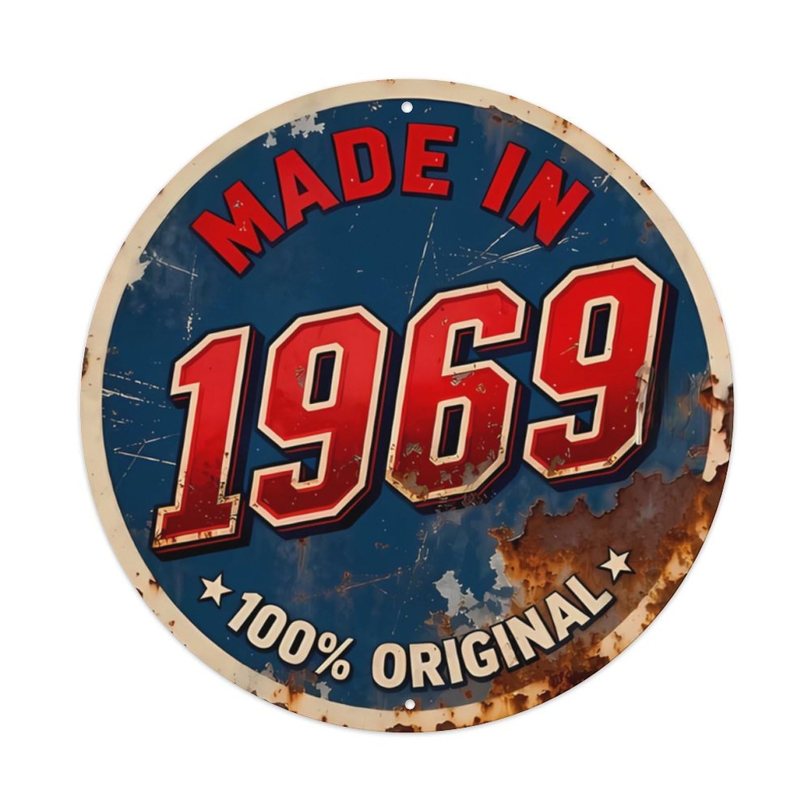 Made In 1969 Vintage Round Sign Vintage Aluminium Metal Sign, Retro Wall Decor for Home, Bar, Garage & Farmhouse 20x20cm