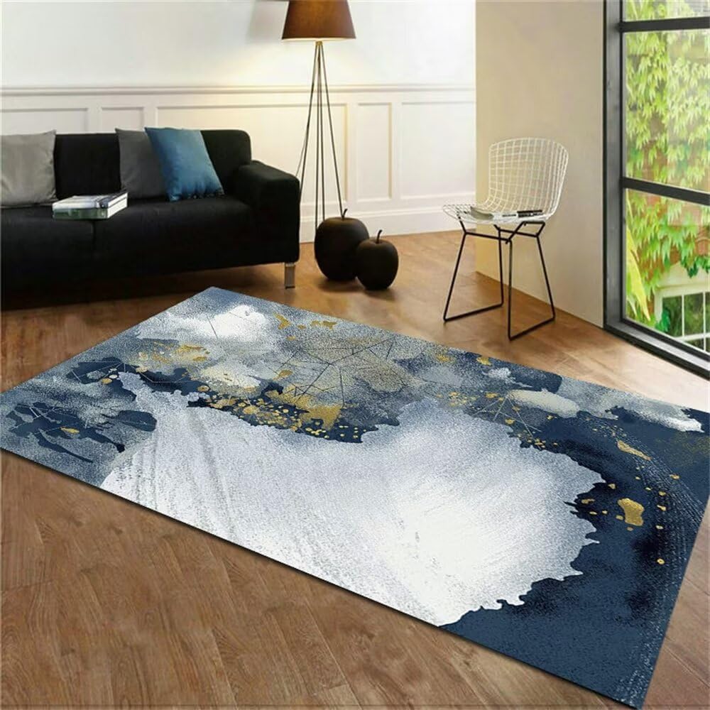 Tapis de salon facile à nettoyer bleu 170x240cm pour éliminer les taches de vos enfants