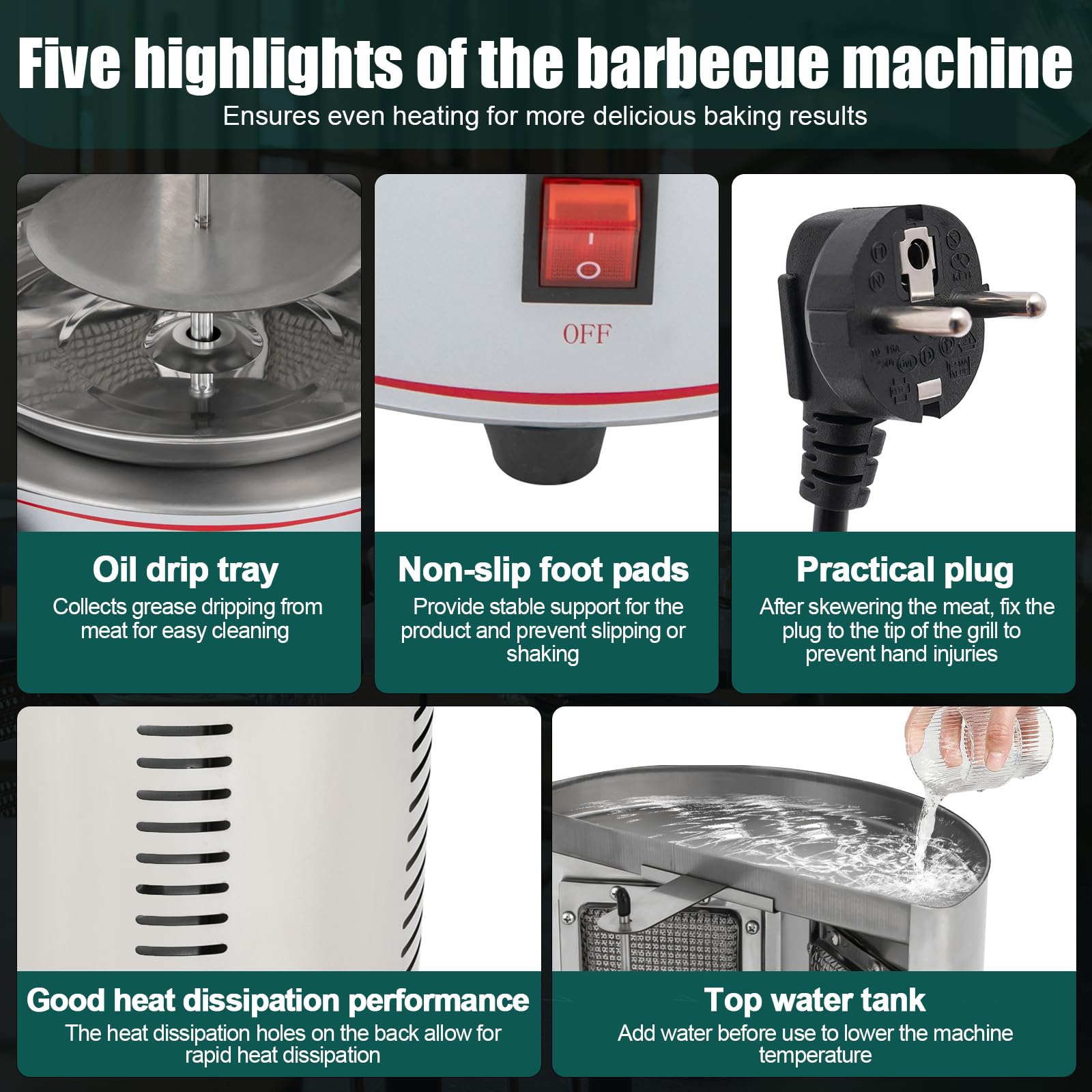 Barbacoa de gas de 4300 W, 220 V, pincho de kebab de 360°, máquina de kebab de gas, barbacoa de acero inoxidable, parrilla vertical para casa, parrilla de pollo, parrilla de mesa para vacuno, cerdo