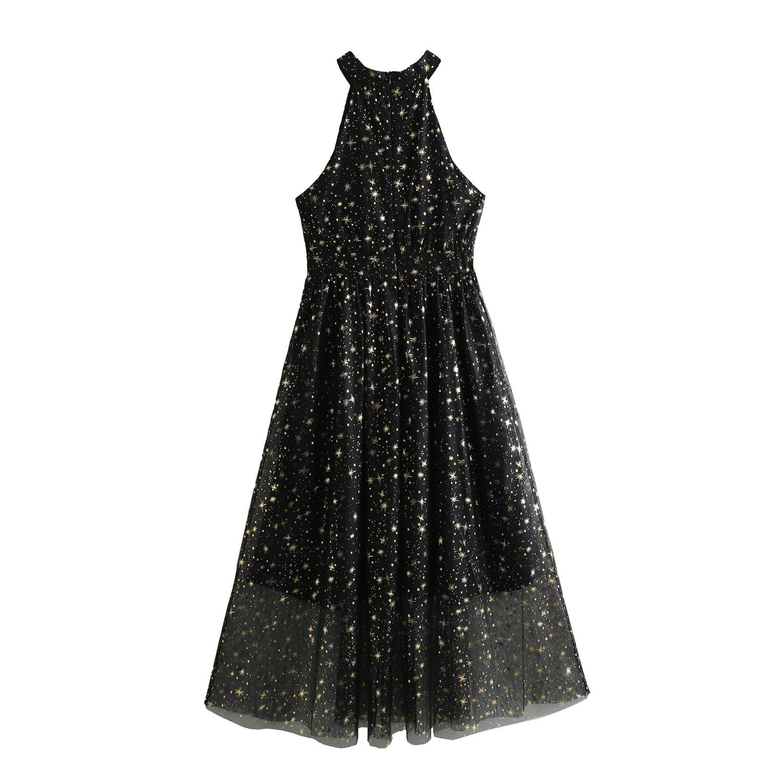 Robe mi-longue en maille à imprimé ciel étoilé pour femme | Mode d'été tendance