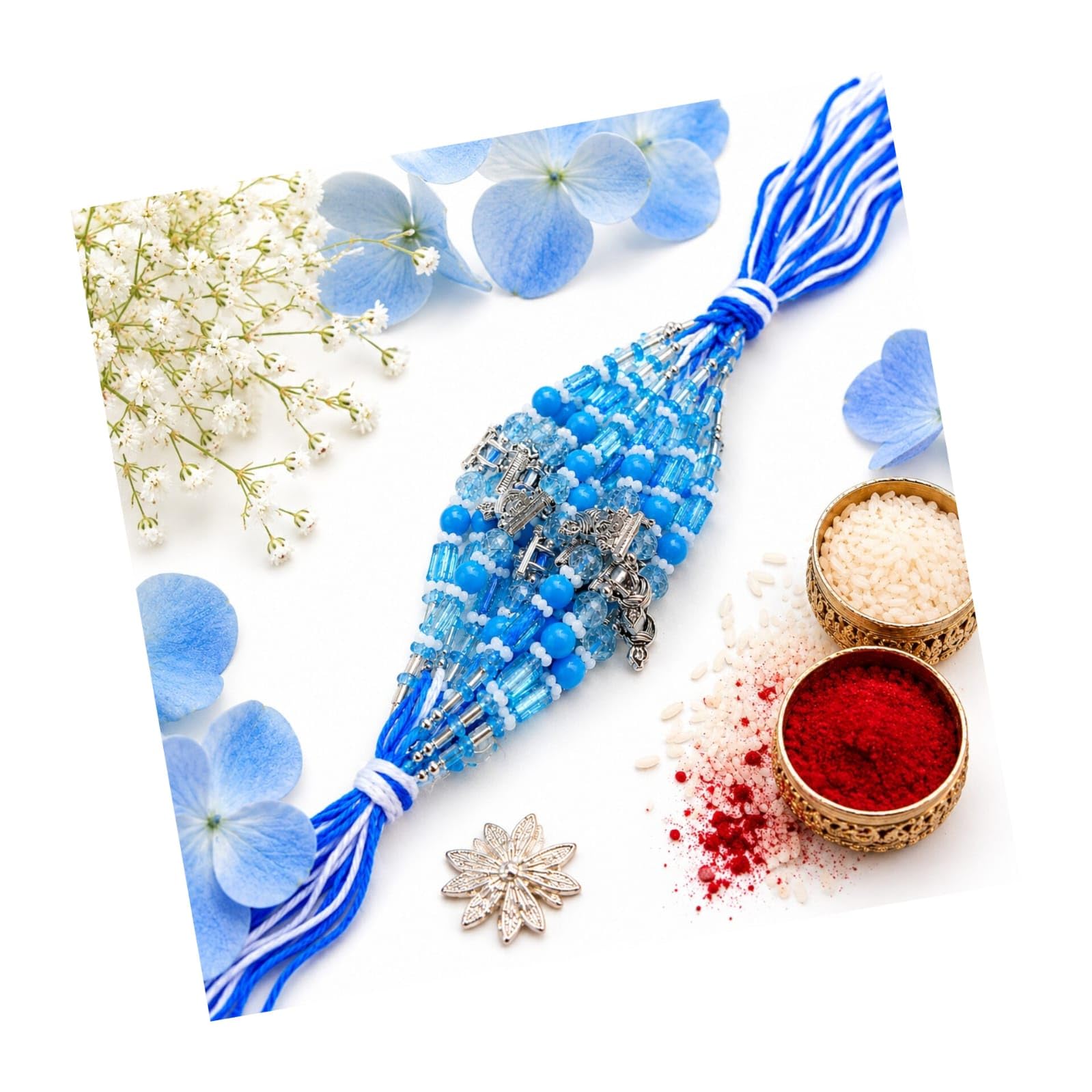 Krishna Rakhi for Brother, Sky Blue, Set of 12, Elegant Beads with Lord Krishna Idol, Roli Chawal Included, Bhaiya Rakhi, Rakshabandhan Gift Pack for Cousin & Family-image-30