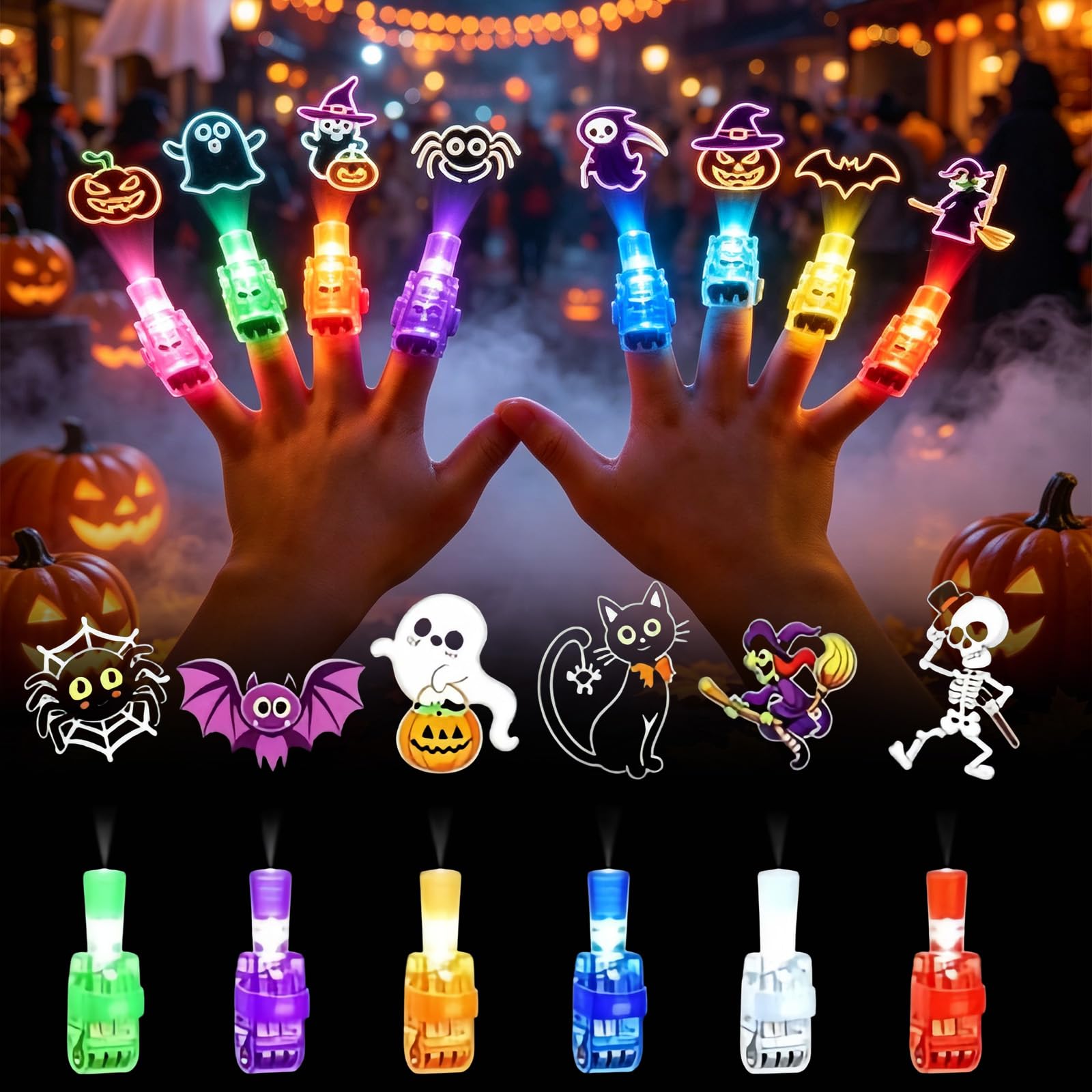 Halloween Finger Lights,Mini Colorful Led Finger Halloween Projection