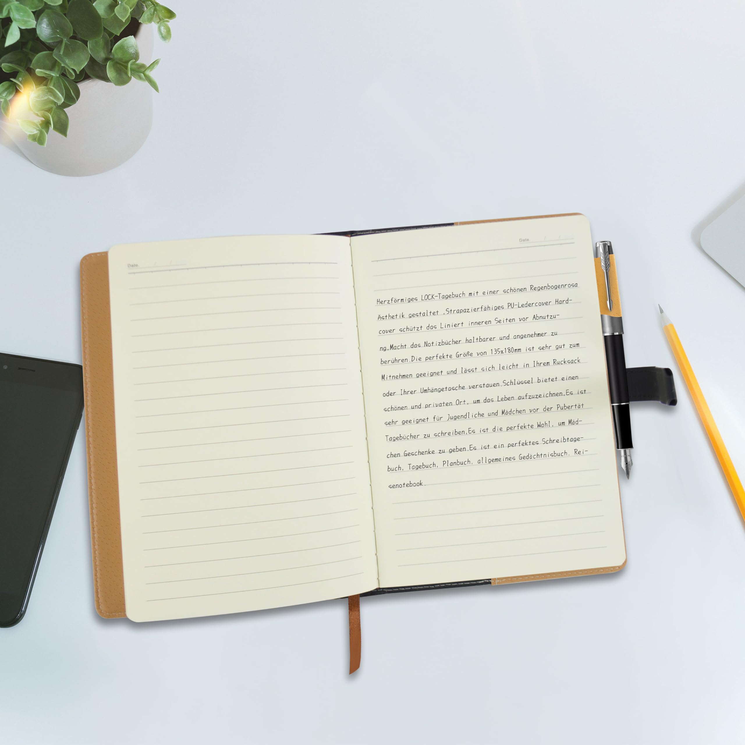 WEMATE Dagboek met slot, A5, PU-leer, dagboek met slot, 240 pagina's, vintage lock journal met pen en geschenkdoos, afsluitbaar dagboek voor vrouwen en mannen, 8.6 x 5,8 inch (zwart