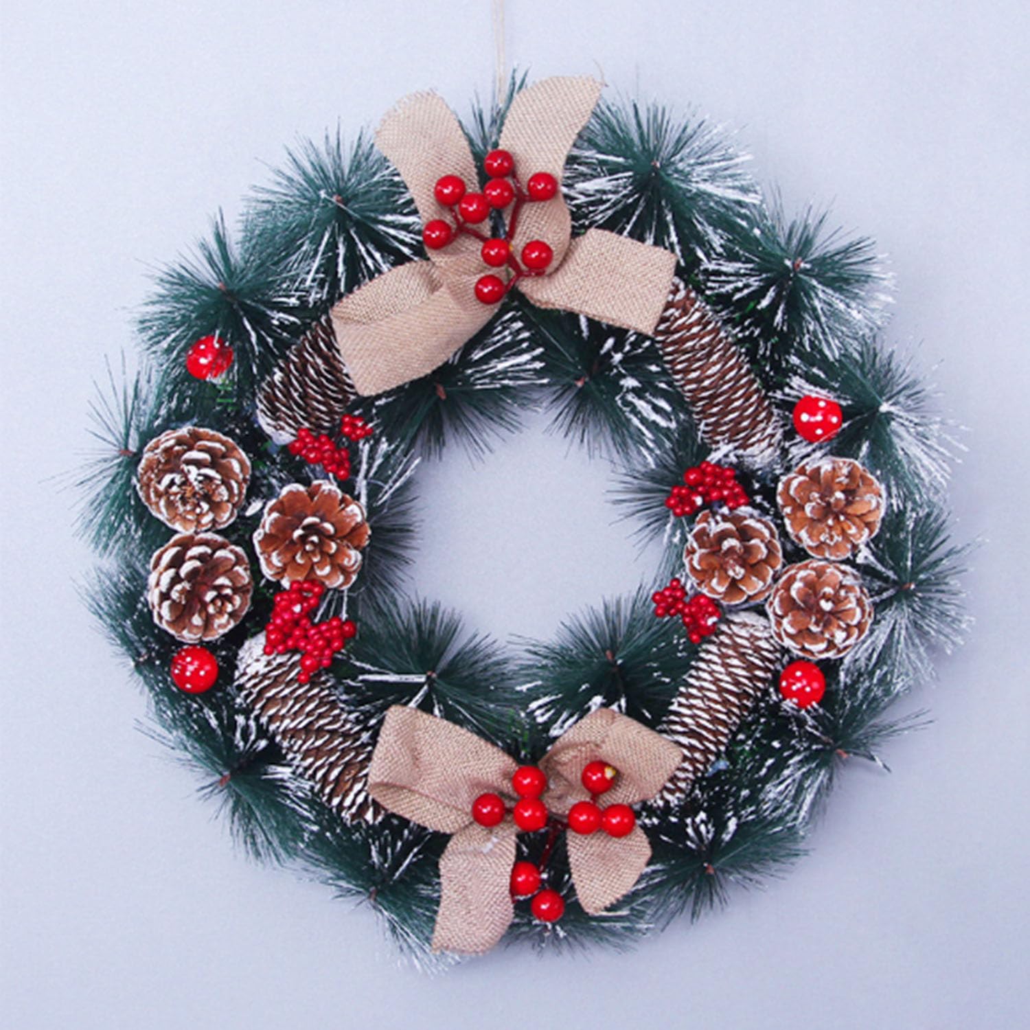 Christmas wreaths, 18 Inch, for Home, Farmhouse Decor with Eucalyptus Leaves,Rose, Big Berries(Color 16)
