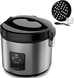 Electrolux Panela Elétrica vapor arroz capacidade 3,5L 10 xícaras 2 em 1 timer panela removivel antiaderente tampa ERC20 inox 127v por Rita Lobo