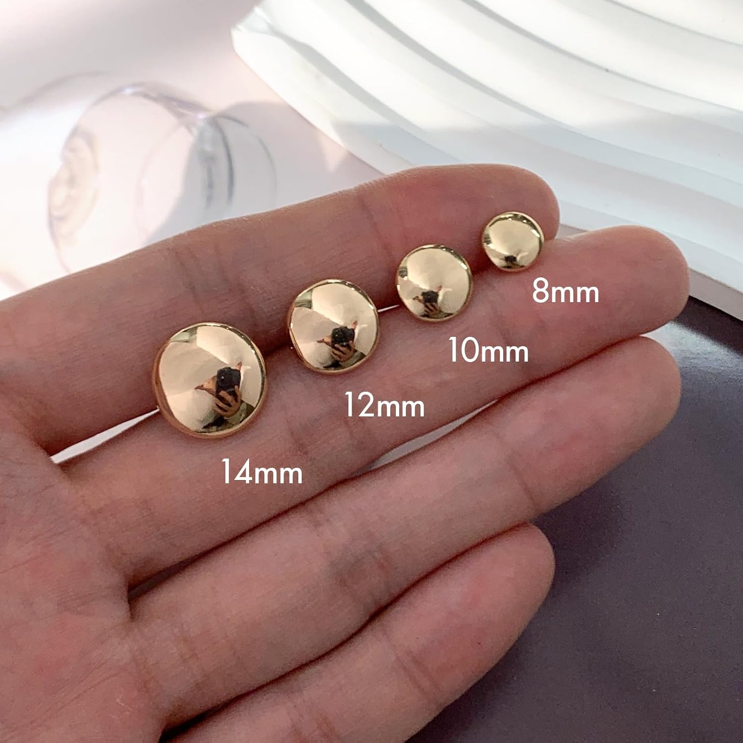 FAMARINE Dot Earrings Gold Silver Stud Earrings for Women Flat Round Earring Minimalist Earring - Image 5