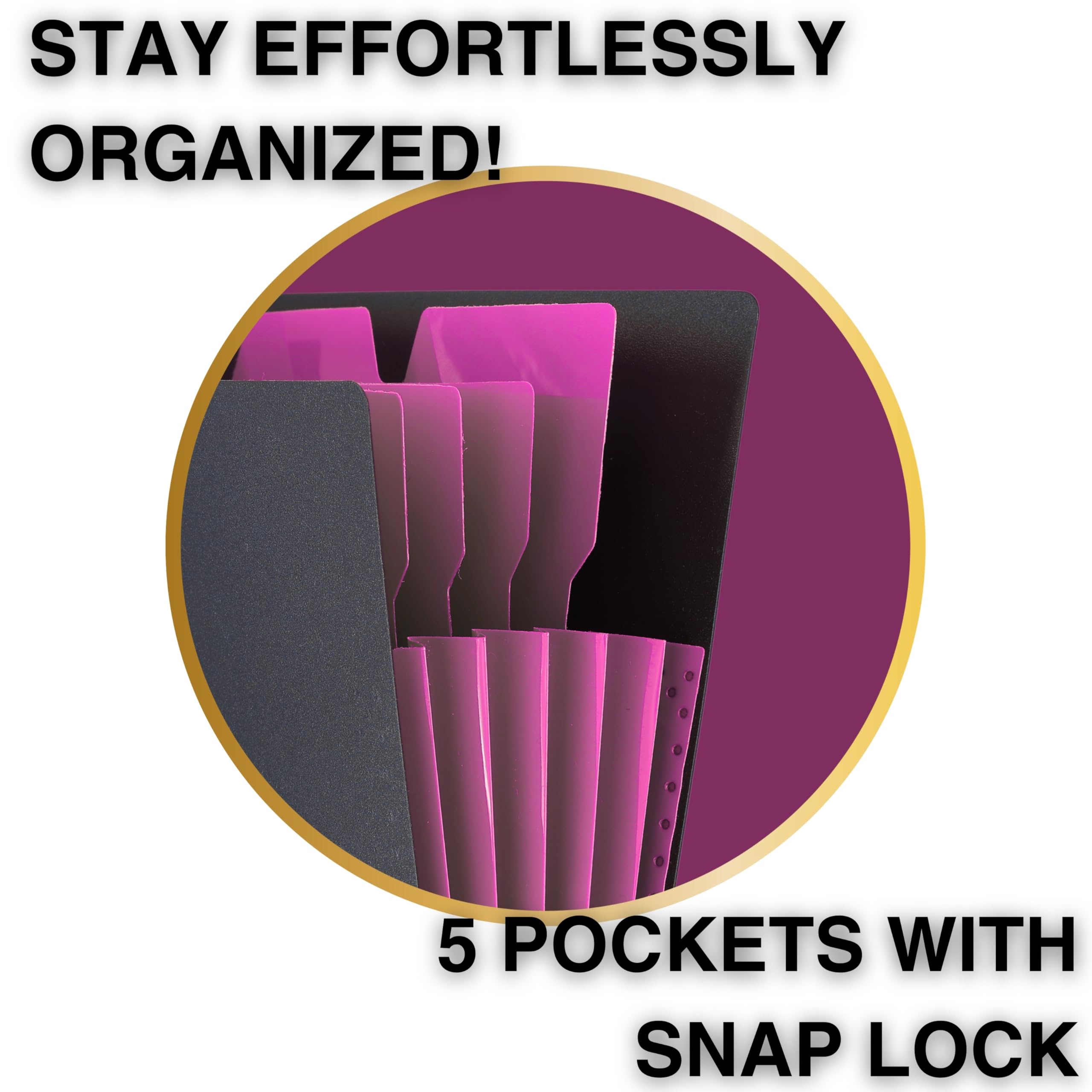 SPS Cartella portadocumenti espandibile con 5 tasche, design smile, adatta per documenti formato A4 e lettera, cartelle a fisarmonica, porta documenti per ufficio, scuola e uso domestico, rosa