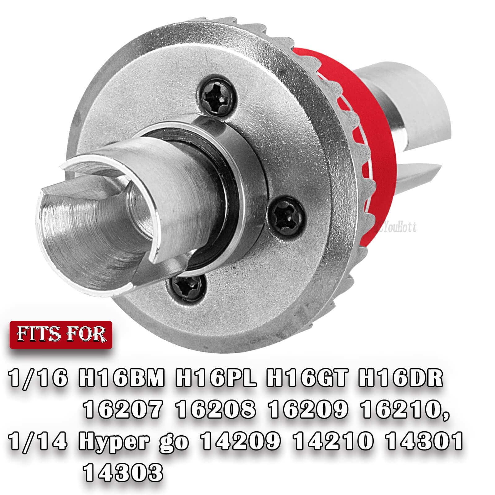 RCYouHott RC Front & Rear Differential Input Gear Kit Upgrades Part for 1/16 H16BM H16PL H16GT H16DR 16207 16208 16209 16210,Hyper go 1/14 14209 14210 14301 14303 Diff,Red