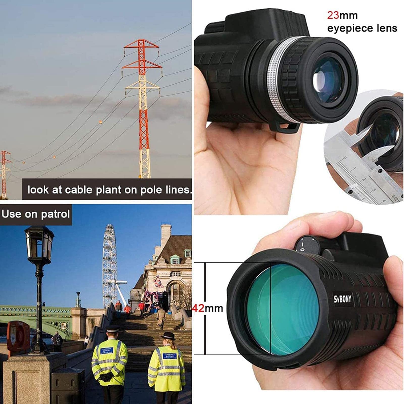 REVAHI Telescopio monoculare Impermeabile 8X42, cannocchiale monoculare antiappannamento con telemetro Bussola Integrato, per Birdwatching, Campeggio, Escursionismo