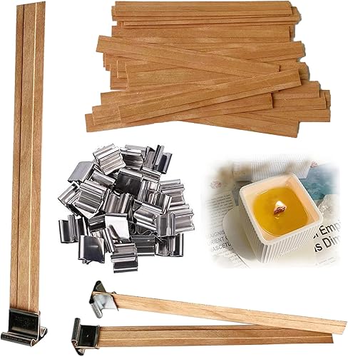 PXBBZDQ Mechas de madera de doble capa, 30 juegos de mechas de madera para hacer velas, mecha de vela de madera con base PXBBZDQ Mechas de madera de doble capa, 30 juegos de mechas de madera para hacer velas, mecha de vela de madera con base