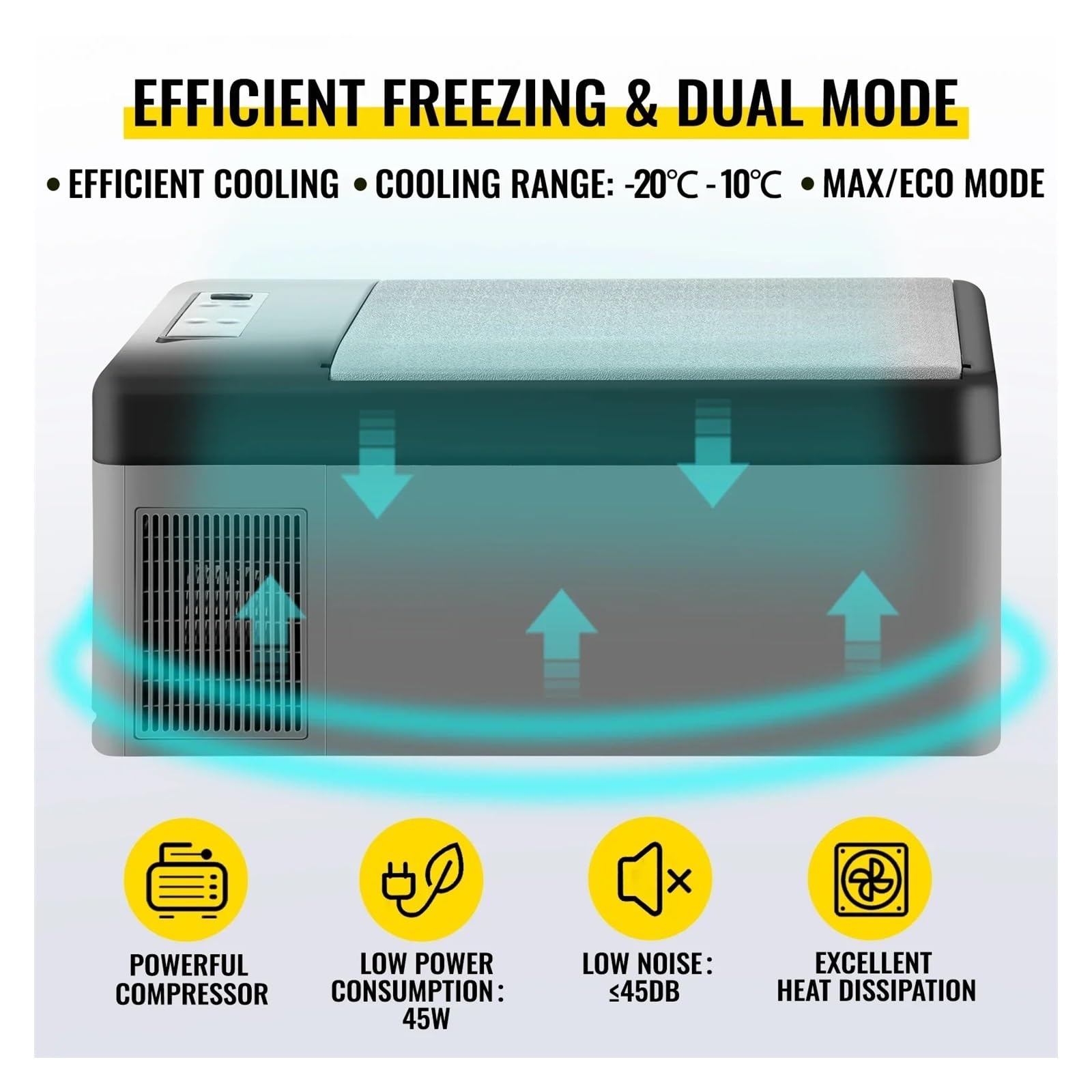 Refrigerador for automóvil de 16 Cuartos (15 litros) de enfriamiento rápido, 12 V, 12/24 V CC y 100-240 V CA