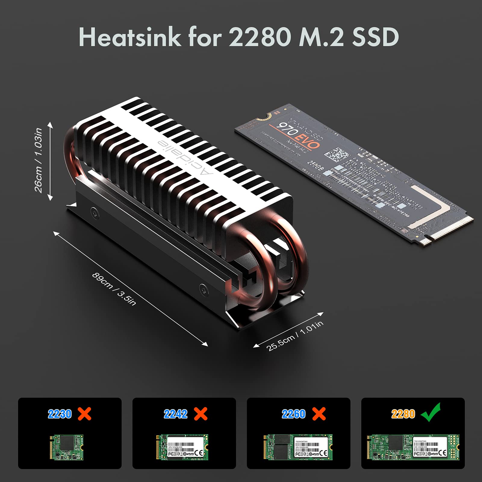 ACIDALIE M.2 2280 SSD Heatsink, Double Aluminum Heat Sink for PCIE M