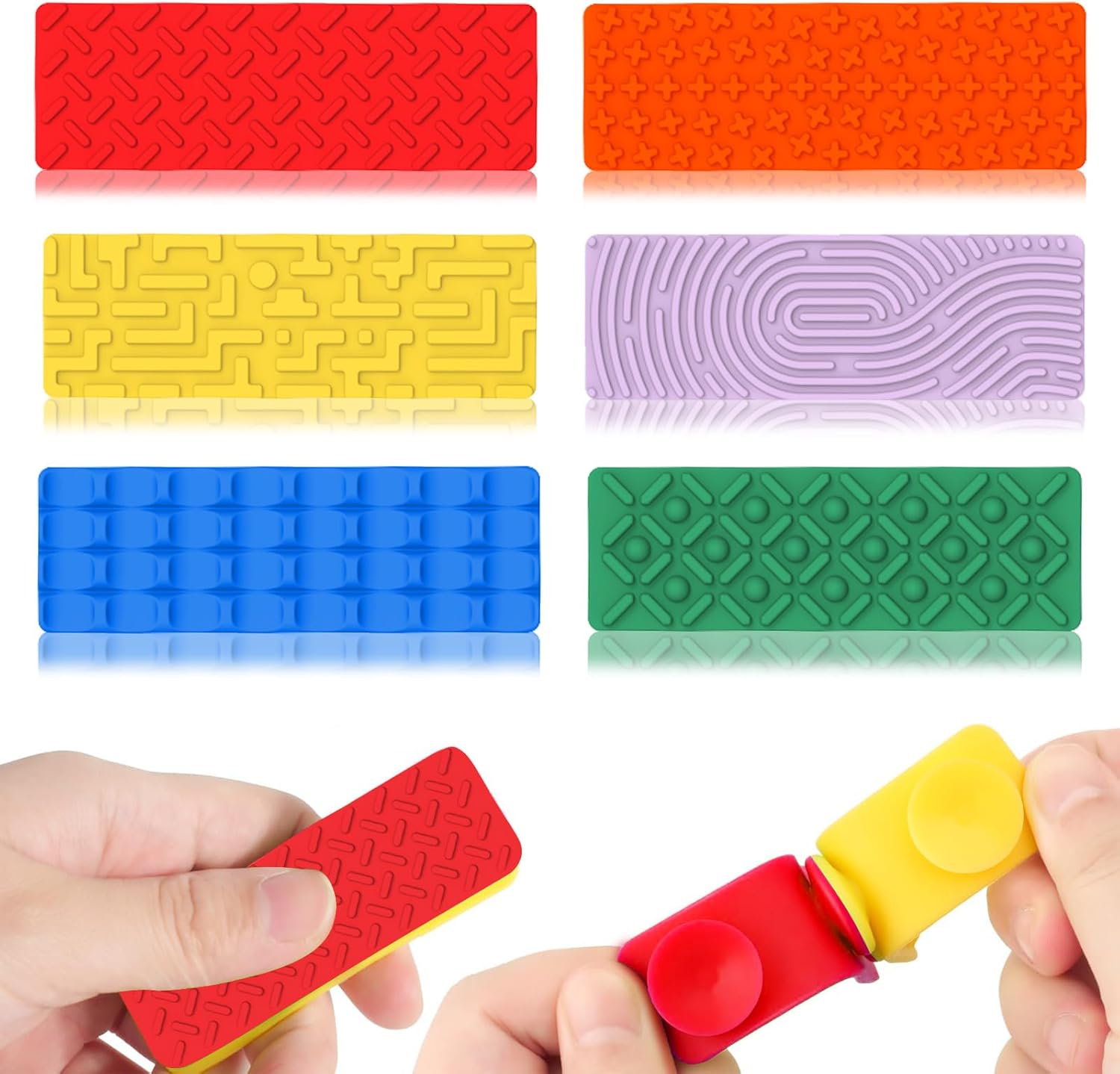 Fidget Toys Sensory Stone for Kids, Soft Textured Worry Stones Fidget Stress Toys for Kids Students Adults Calming Anxiety Relief (6 Pcs)