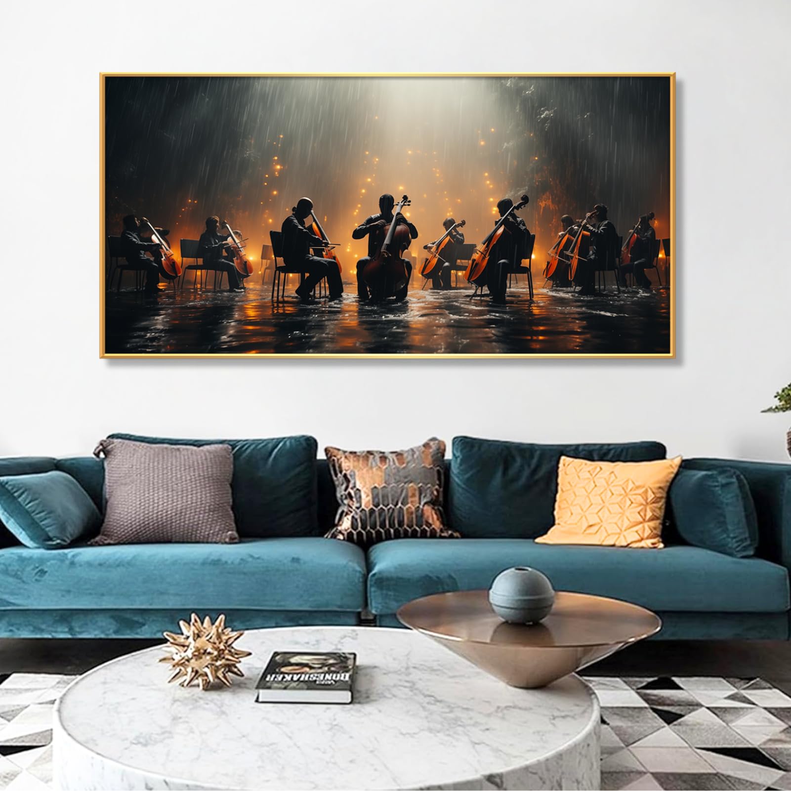 Amazon.com: Symphony Orchestra in The Rain Canvas Wall Art, Music