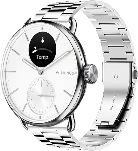 Miniatura 13 de Compatible con Withings Smartwatch Bands, Lamshaw 0.709 in, 0.787 in, acero inoxidable, correa de repuesto de metal para hombres y mujeres, Negro