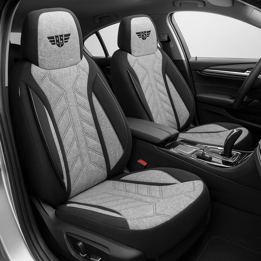 HERM201 - Fundas de asiento para Ford Fiesta | Color: negro y gris claro | Modelo: Prime Pilot | Fundas de asiento | Fundas de asiento | Fundas protectoras | HERM201