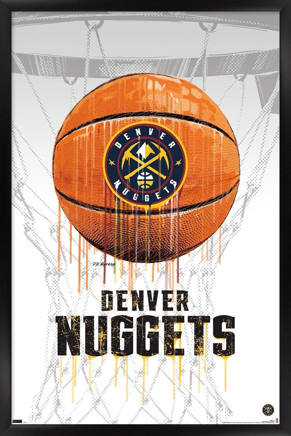 Trends International NBA Denver Nuggets - Drip Basketball 21 Wall Poster, 22.375" x 34", Black Framed Version