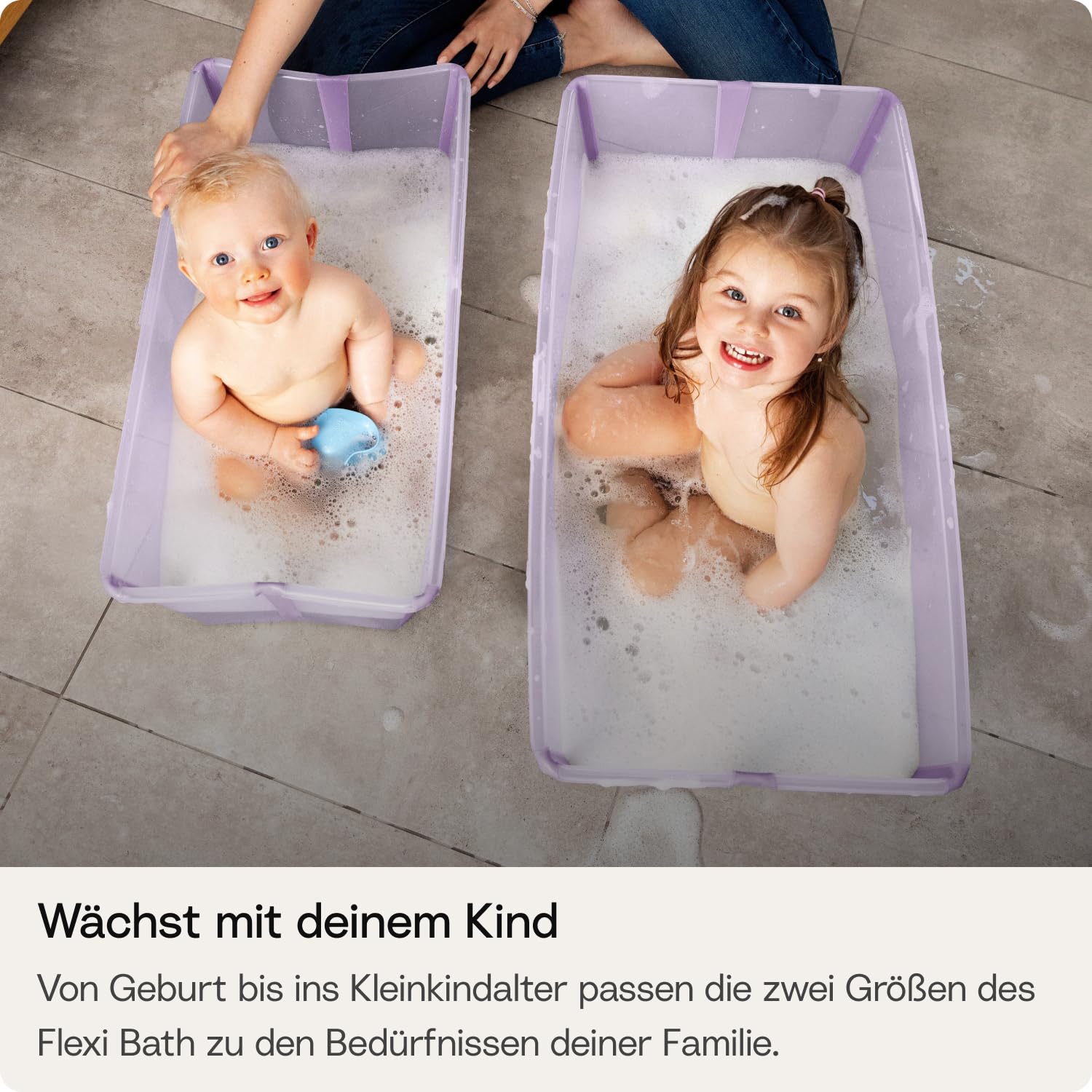 Stokke Flexi Bath, Lavender - 64 x 24 x 34 cm - Faltbare Babybadewanne für Neugeborene und Babys - Leicht, robust & einfach zu verstauen - Praktisch für zu Hause oder auf Reisen