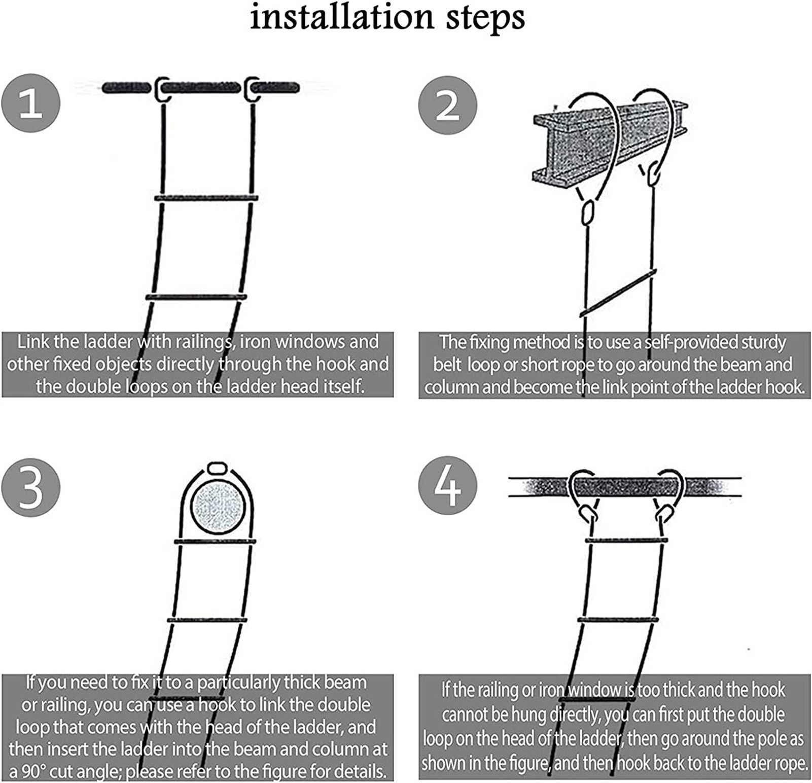 Escalera de Cuerda Ideal for Subir a casa y Escapar Ventanas(6.6ft)