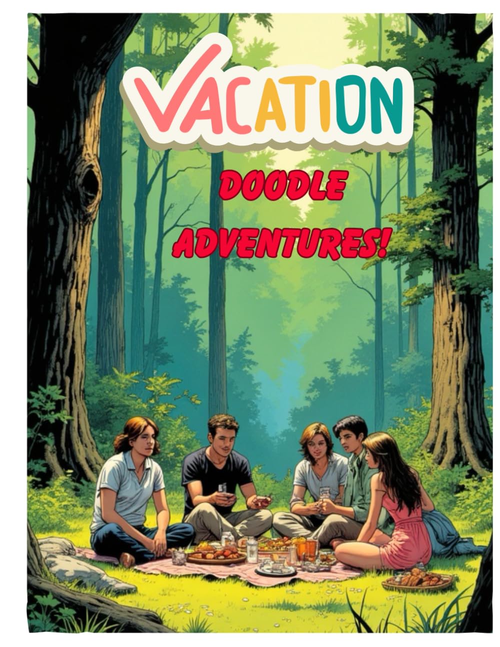 Vacation Doodling Book for Kids of All Ages: Celebrate Vacation Fun from Sunrise to Starry Nights with Hand-Drawn Coloring Pages